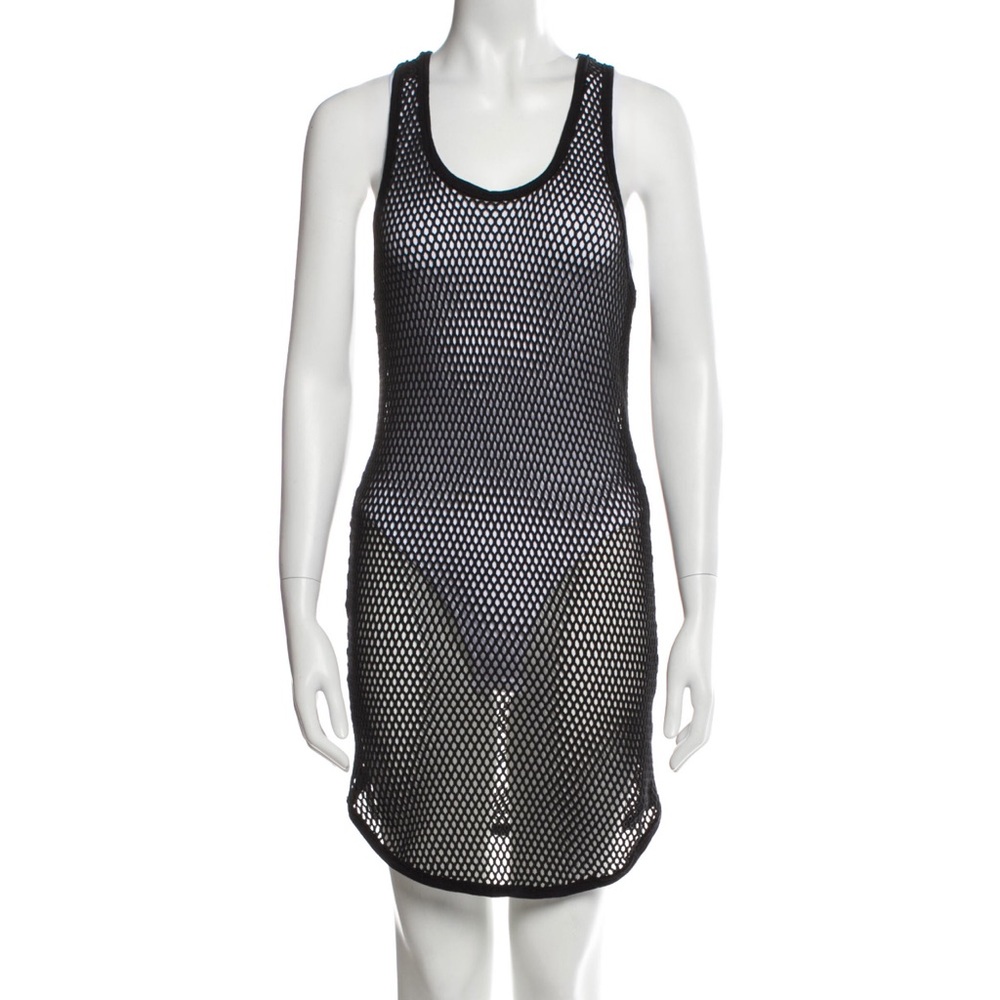 Isabel Marant fishnet mini dress, perfect swimsuit coverup!